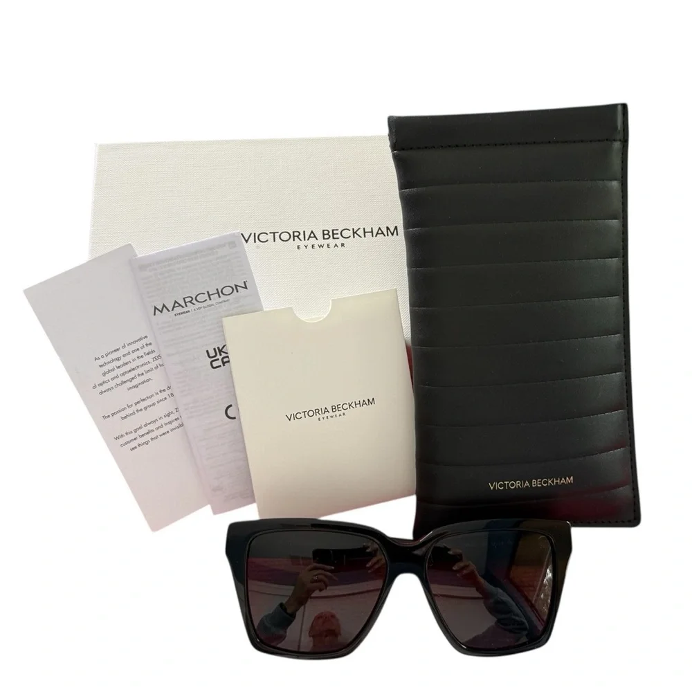 VICTORIA BECKHAM NEW Soft Square Frame Sunglasses In Black VB72S - Picture 7 of 7